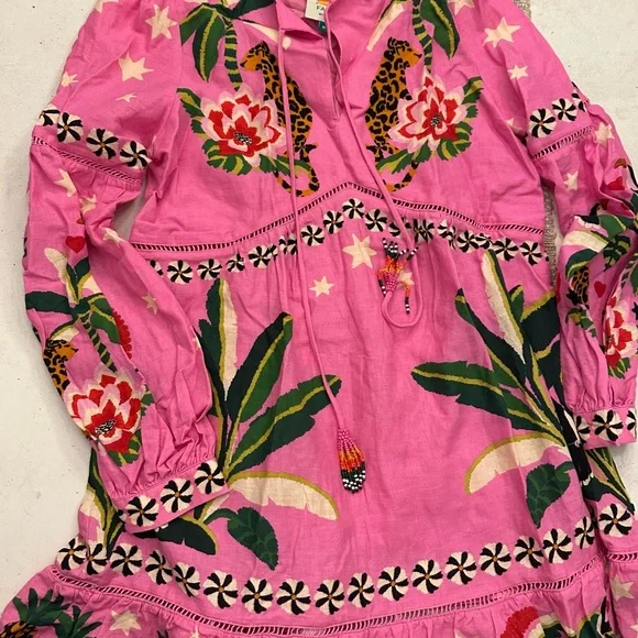 knee length dresses for ladies Pink Leopard Forest Midi Dress – FARM Rio main image 1
